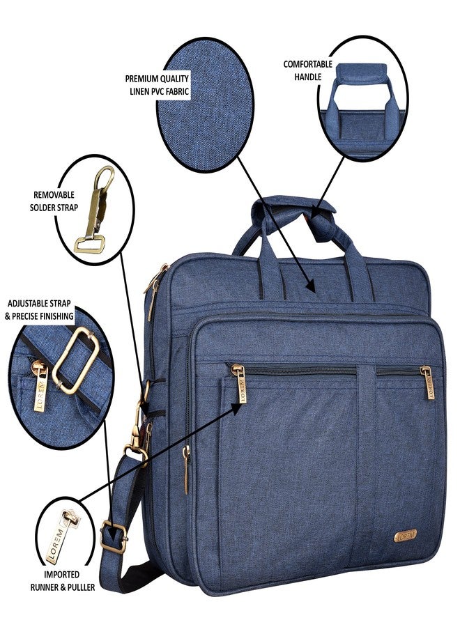 Lorem Blue Color Linen 28L Laptop Messenger Bag For Men BG64 - Image 4
